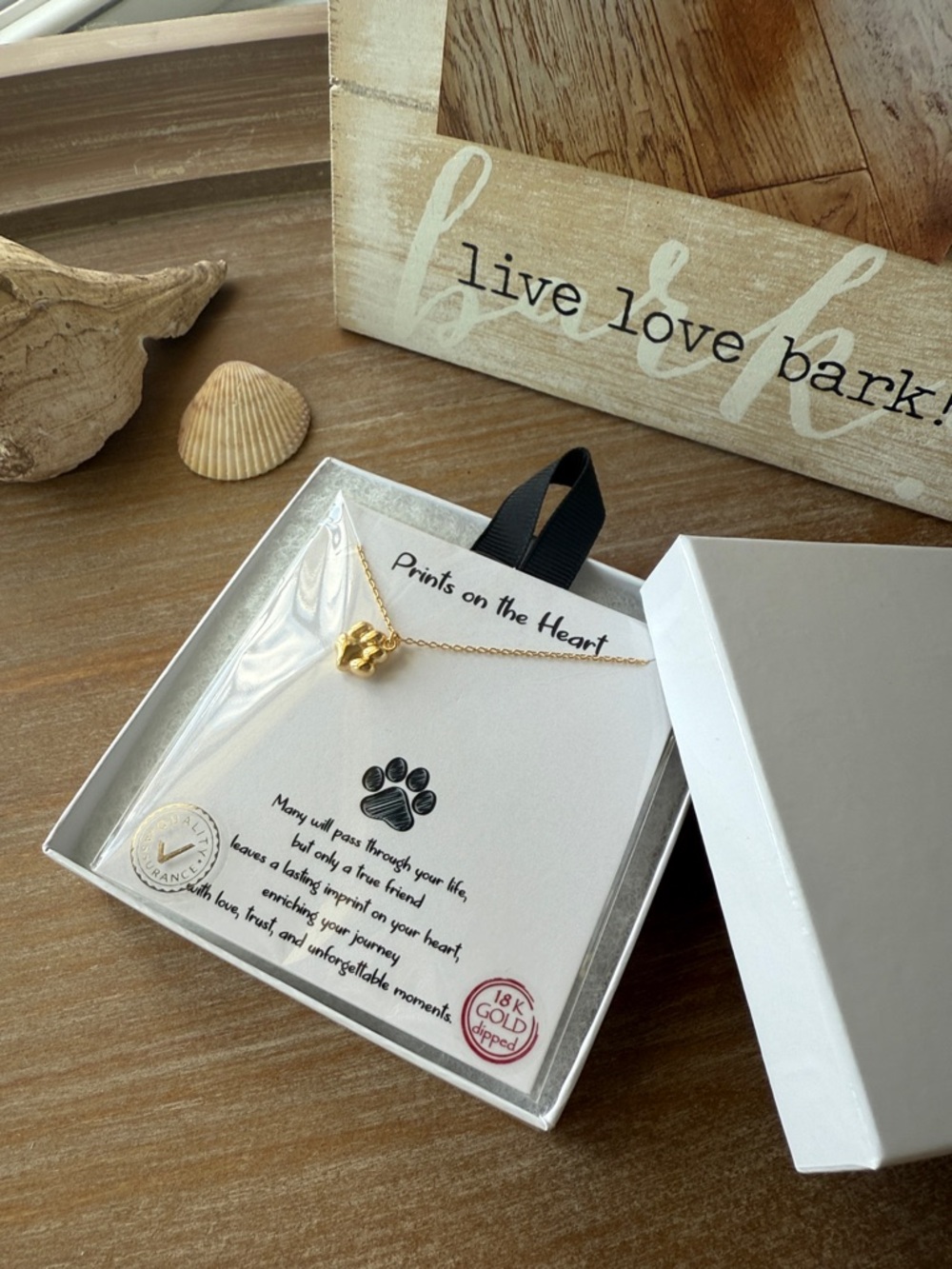 Gold Paw Pendant Necklace - Paw Print Charm - Picture 6 of 12